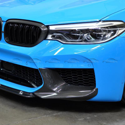 P Style Carbon Fiber Front Bumper Lip Side Rocker Drift Splitters Fins Protector For BMW F90 M5 Bumper
